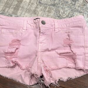 KLIQUE B PINK CUT-OFF DISTRESSES SHORTS